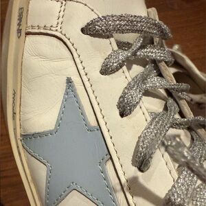 Golden Goose White Sneakers with Silver Laces
